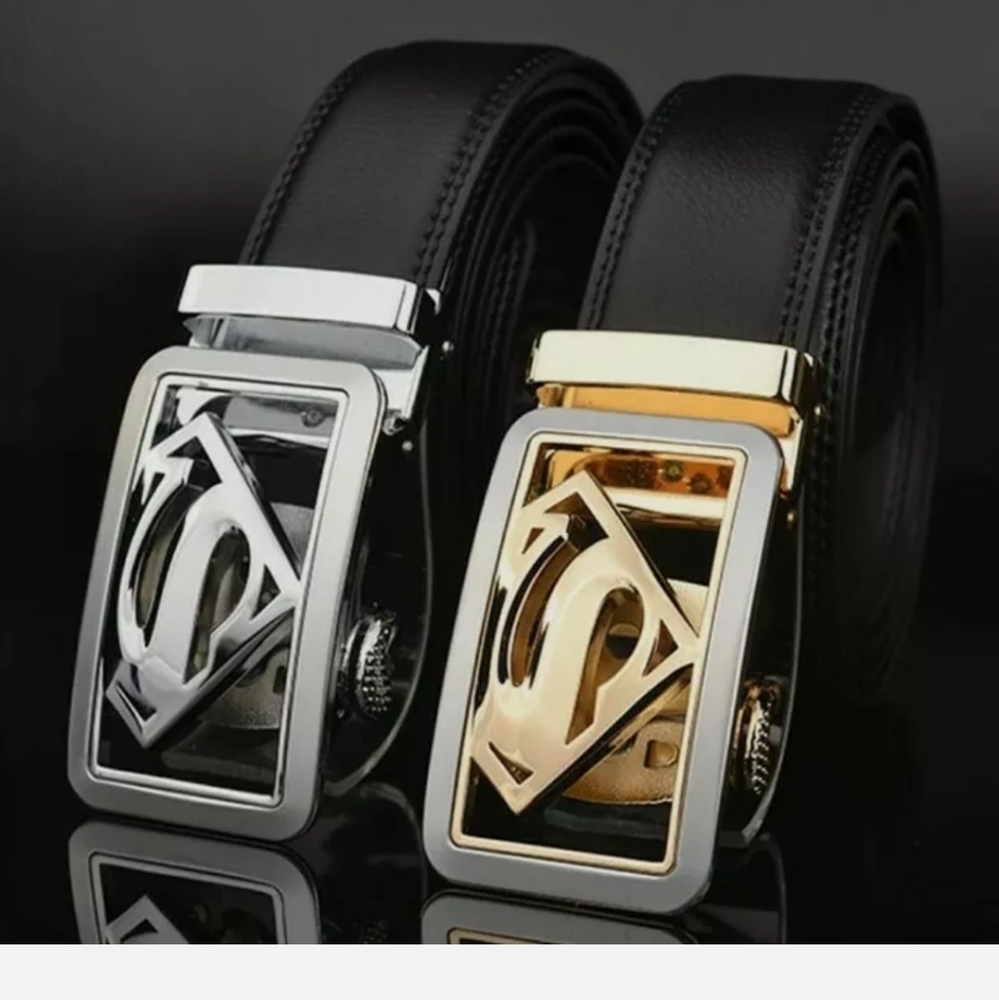Men's Designer Leather Superman Belt Automatic New